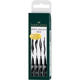 New Faber Castell Pitt Artist Pens Wallet Of 4 Black (SB, SC, 1.5 & B) thumbnail