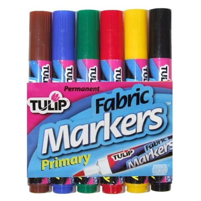 Tulip Brush Tip Fabric Markers Primary Colours 6 Pack
