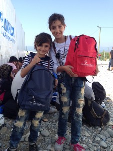 Tima 9 and Tala 11 were delighted to receive backpacks from Samaritan’s Purse with a blanket, poncho, hygiene items and, most popular of all, a toy