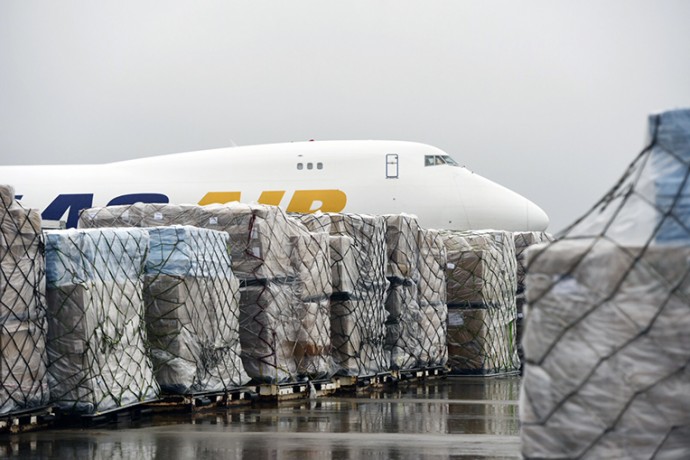 Supplies ready for loading.