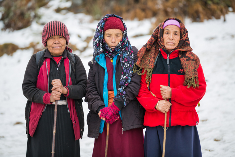 Dawa and her friends who walked four hours to receive winter relief items from Samaritan’s Purse.