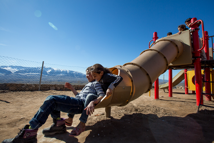 Displaced Iraqi children enjoy their new playground. Our Child-Friendly Learning Spaces allow kids to just have fun being kids.