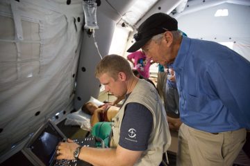 Doctors at work in the Samaritan’s Purse emergency field hospital in Ecuador.