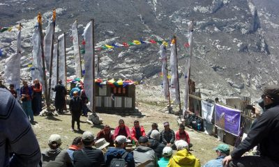 A group discusses plans for Langtang.