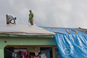SAMARITAN’S PURSE BLUE SHELTER PLASTIC IS BEING DISTRIBUTED IN ST. MARTIN.