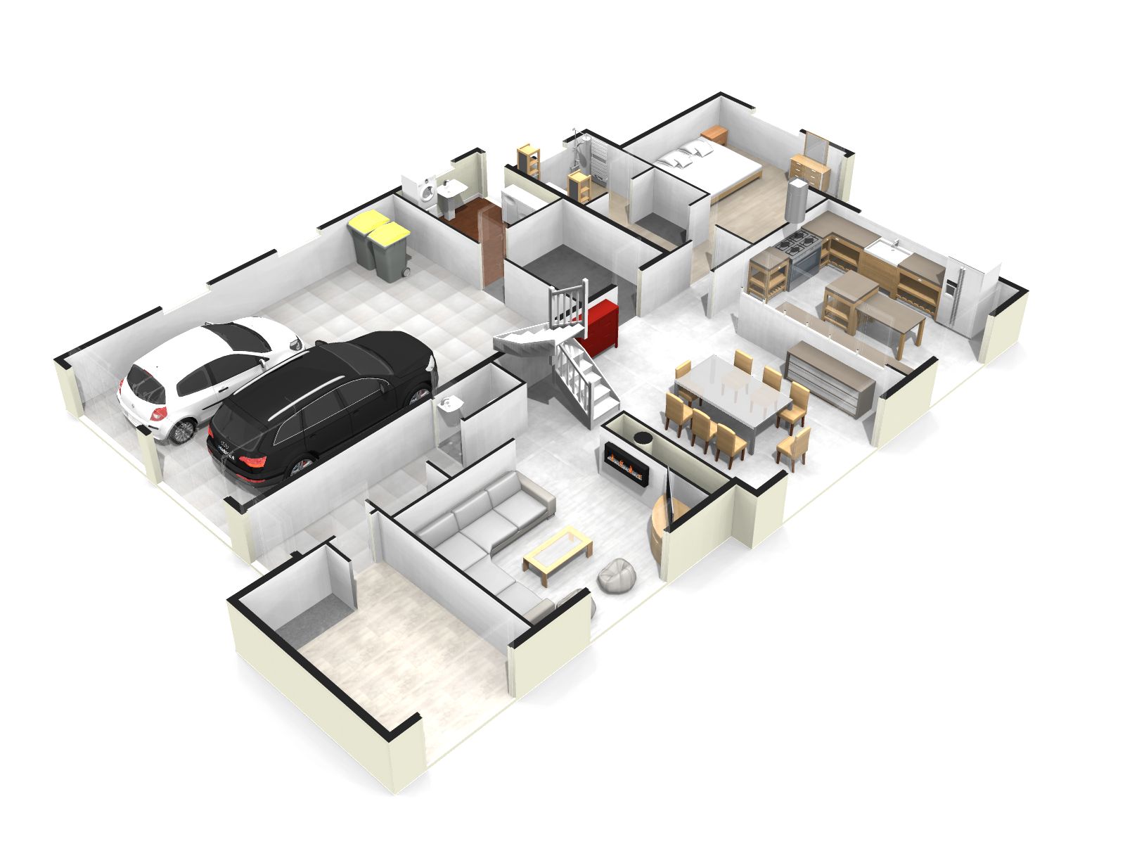 plan maison wc sous escalier