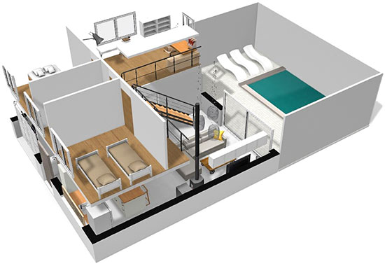 Vous en voulez plus ? Cliquez sur l'image pour accéder au projet en 3D. Donnez vie à vos idées de design d'intérieur avec la 3D d'HomeByMe