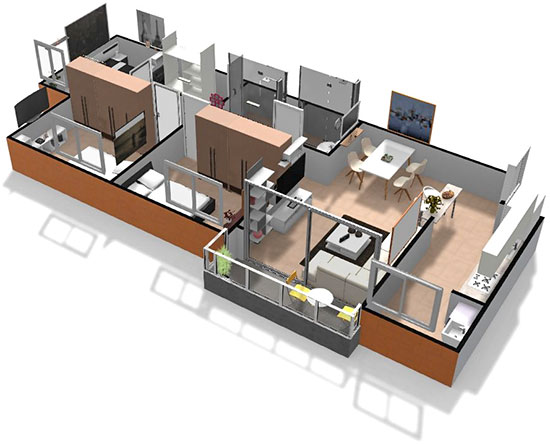Vous en voulez plus ? Cliquez sur l'image pour accéder au projet en 3D. Donnez vie à vos idées de design d'intérieur avec la 3D d'HomeByMe