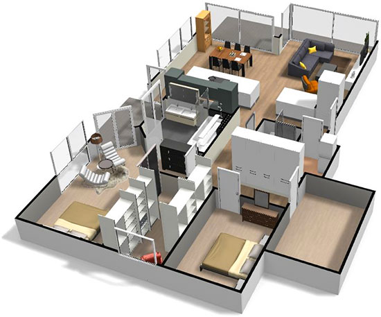 Vous en voulez plus ? Cliquez sur l'image pour accéder au projet en 3D. Donnez vie à vos idées de design d'intérieur avec la 3D d'HomeByMe
