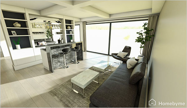 Vous en voulez plus ? Cliquez sur l'image pour accéder au projet en 3D. Donnez vie à vos idées de design d'intérieur avec la 3D d'Homebyme