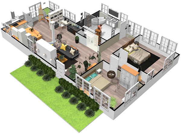 Vous en voulez plus ? Cliquez sur l'image pour accéder au projet en 3D. Donnez vie à vos idées de design d'intérieur avec la 3D d'Homebyme