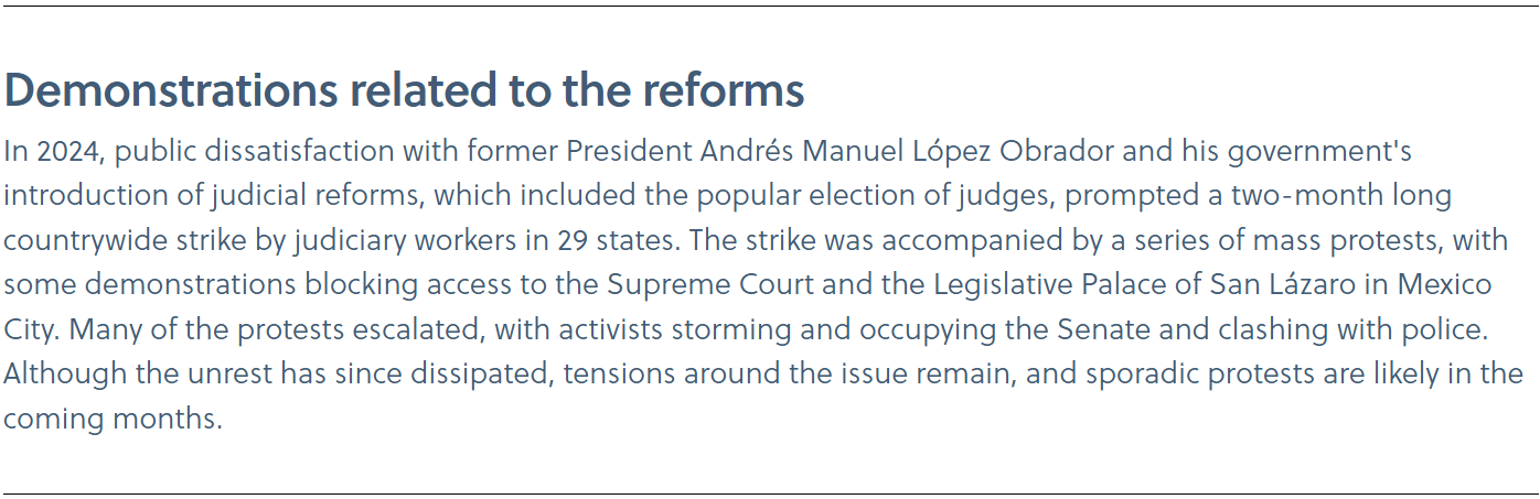 Demonstrations related to the reforms