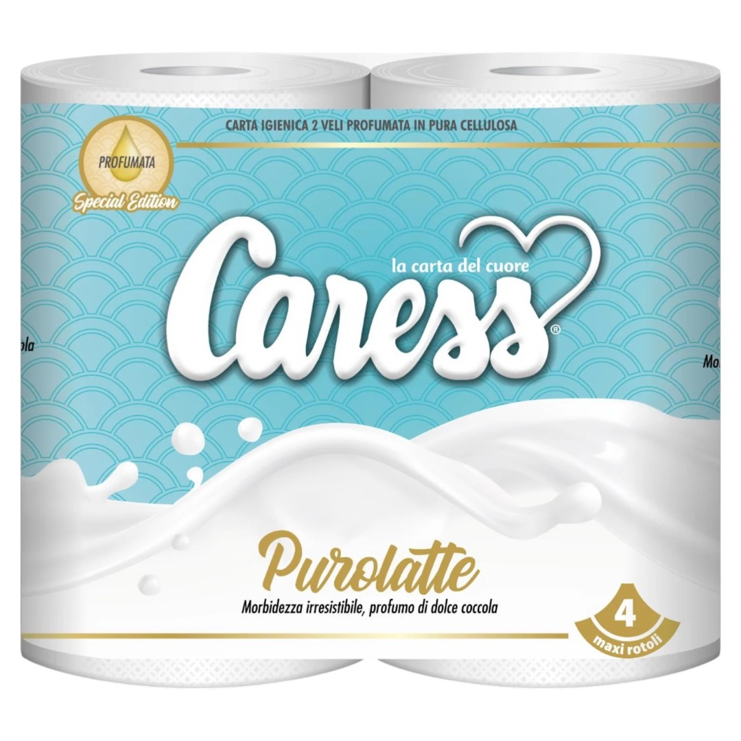 CARESS CARTA IGIENICA PURO LATTE 4 ROTOLI 2 VELI (Confezione da 40 pezzi) 