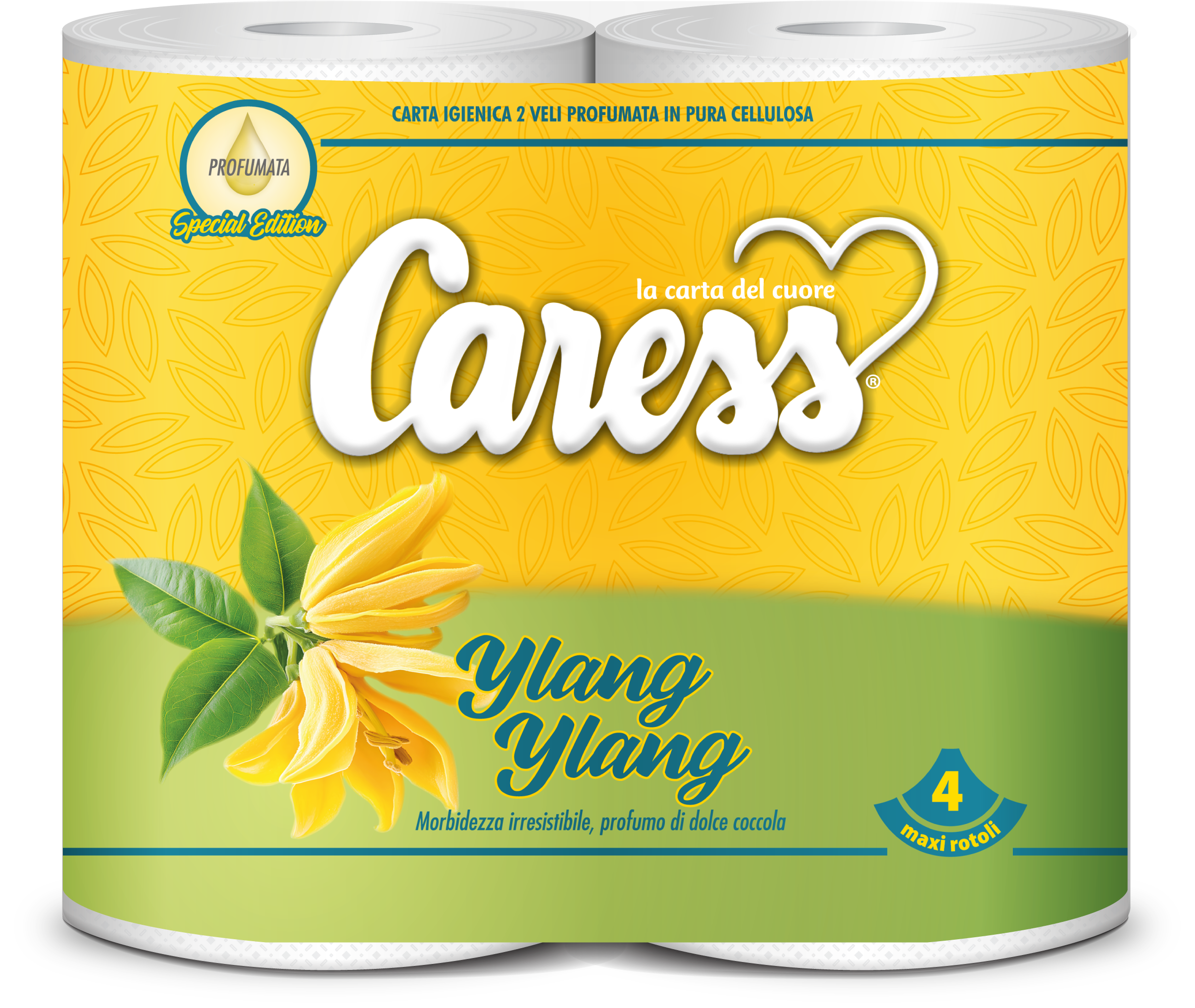 CARESS CARTA IGIENICA 4 ROTOLI 2 VELI YLANG YLANG (Confezione da 20 pezzi) 