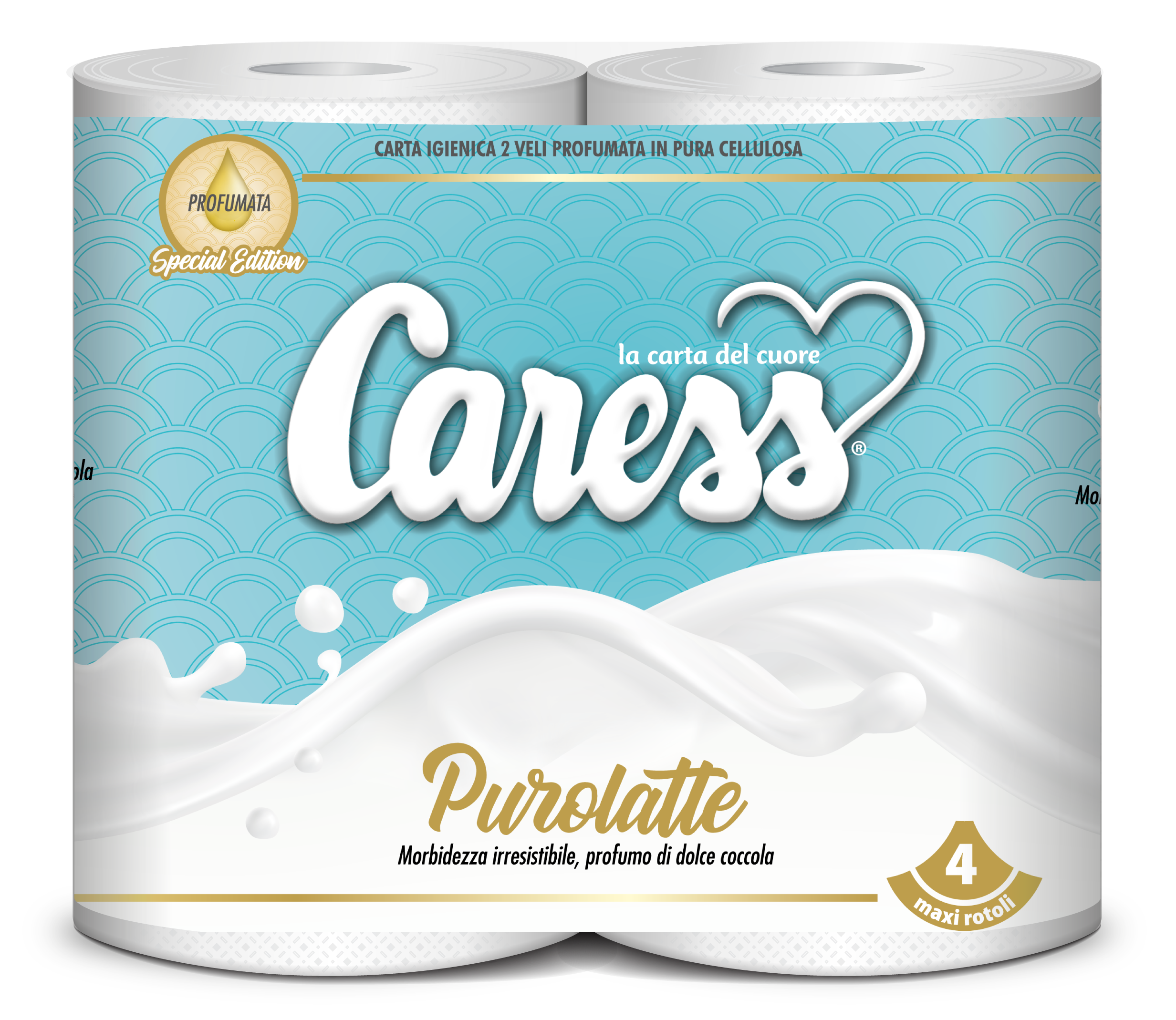 CARESS CARTA IGIENICA PURO LATTE 4 ROTOLI 2 VELI (Confezione da 40 pezzi) 