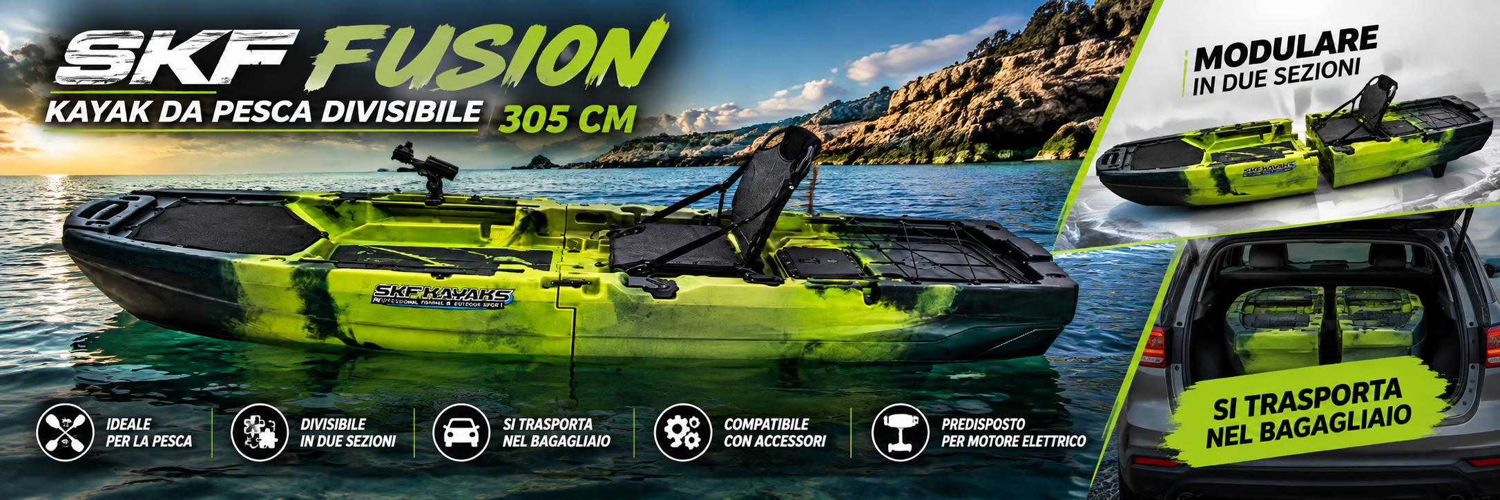 SKF Fusion - Kayak da pesca divisibile 305 cm