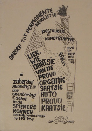 Rob Stolk, liekwiedaatsie van de provo organiesaatsie, 1967. Collectie Stedelijk Museum Amsterdam.
