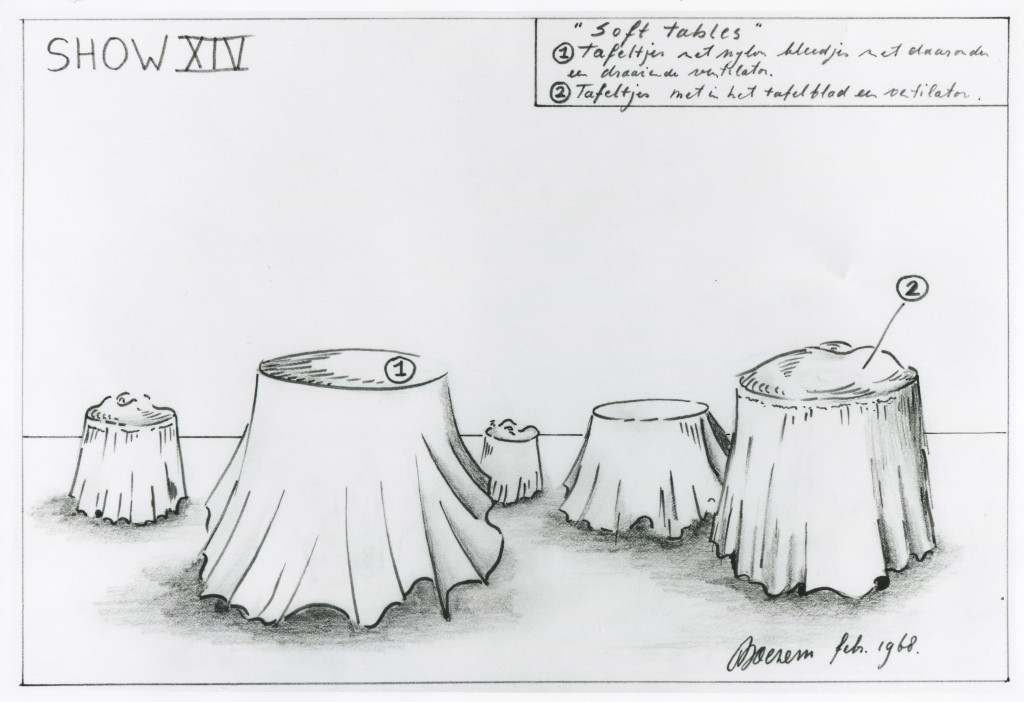 Marinus Boezem, show 14, Soft tables, design, 1968, , courtesy the artist.