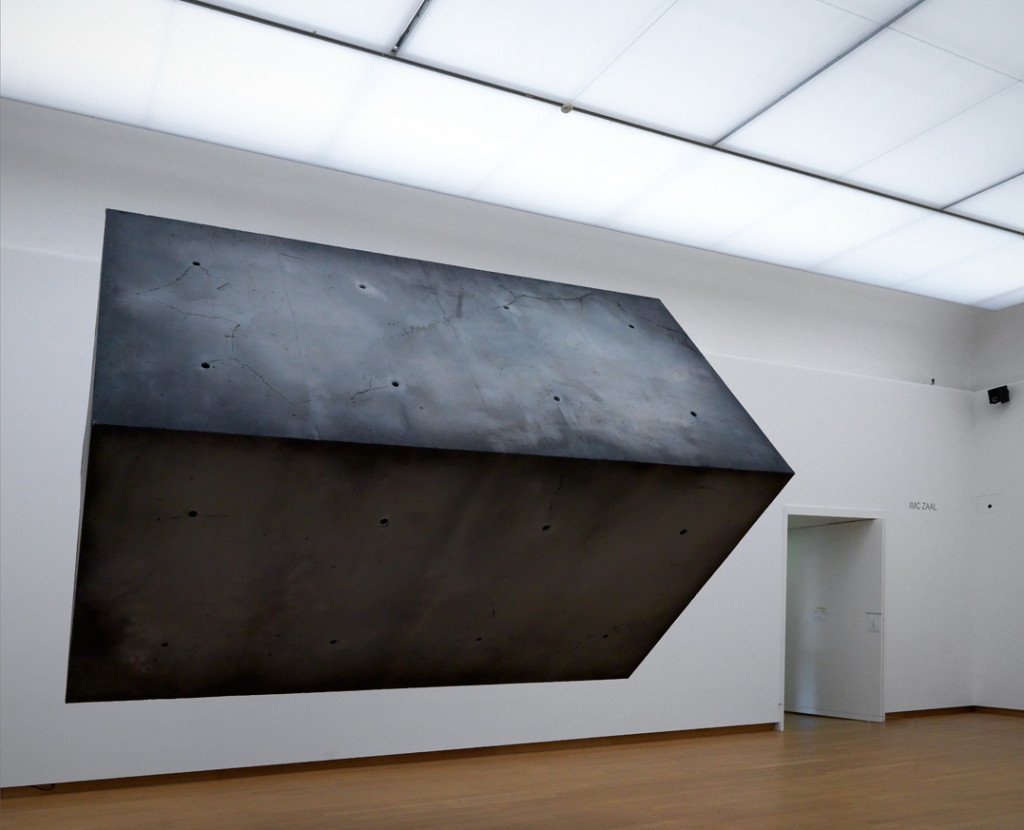 Installation view Studio Drift: Coded Nature, 2018, Stedelijk Museum Amsterdam. Drifter, development 2008-2016, realization 2017, mixed media with concrete, robotics, tracking system courtesy Pace Gallery, New York Photo: Gert Jan van Rooij