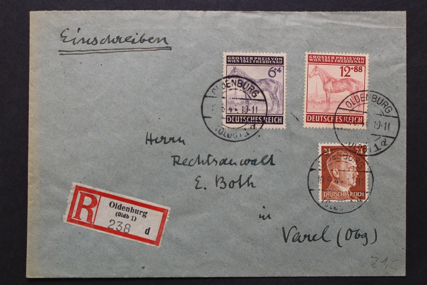 Deutsches Reich Minr 857 858 Auf R Brief Ab Oldenburg Nach Varel