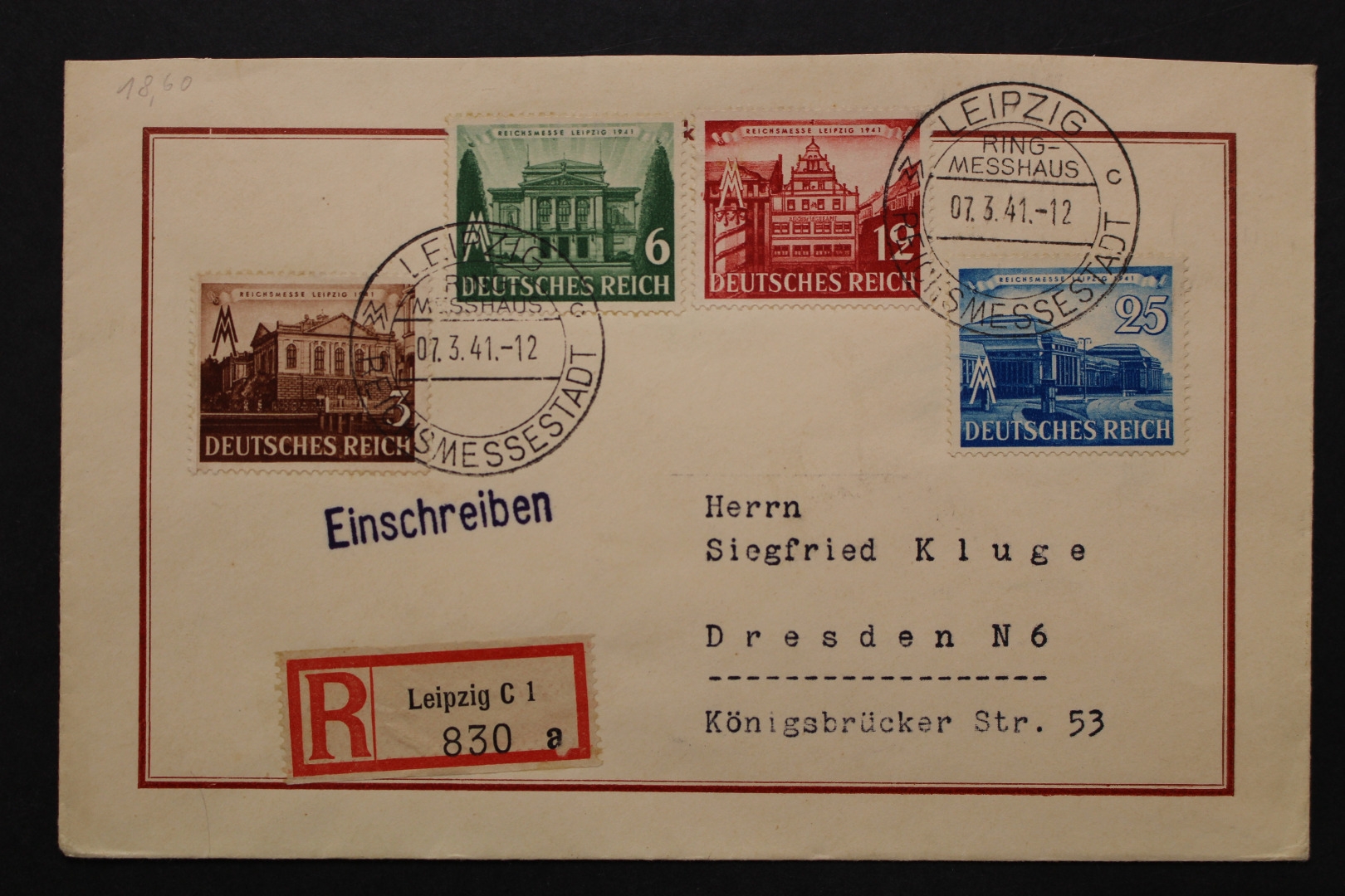Deutsches Reich Minr 764 767 R Brief Ab Leipzig Nach Dresden