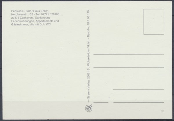 Cuxhaven Sahlenburg Pension E Sinn Haus Erika Briefmarken
