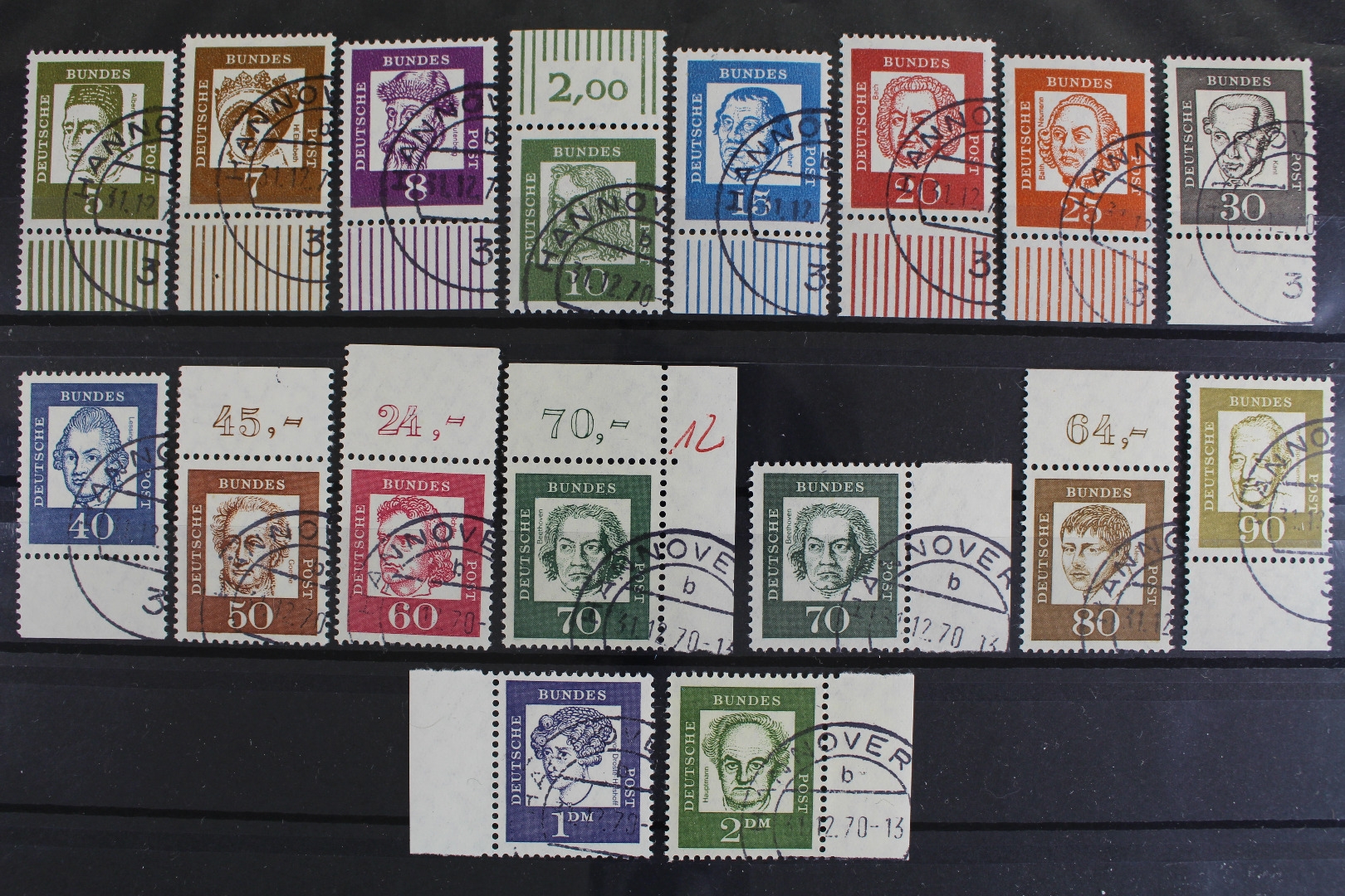 Deutschland (BRD), MiNr. 347362 y, Randstücke,