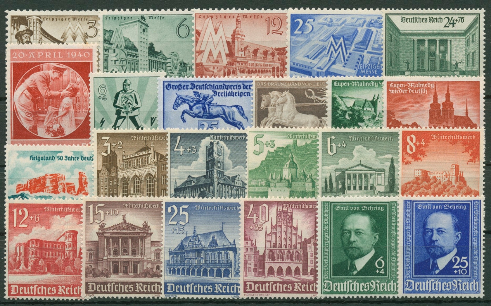 Deutsches Reich 1940 Jahrgang komplett postfrisch Briefmarken Dr