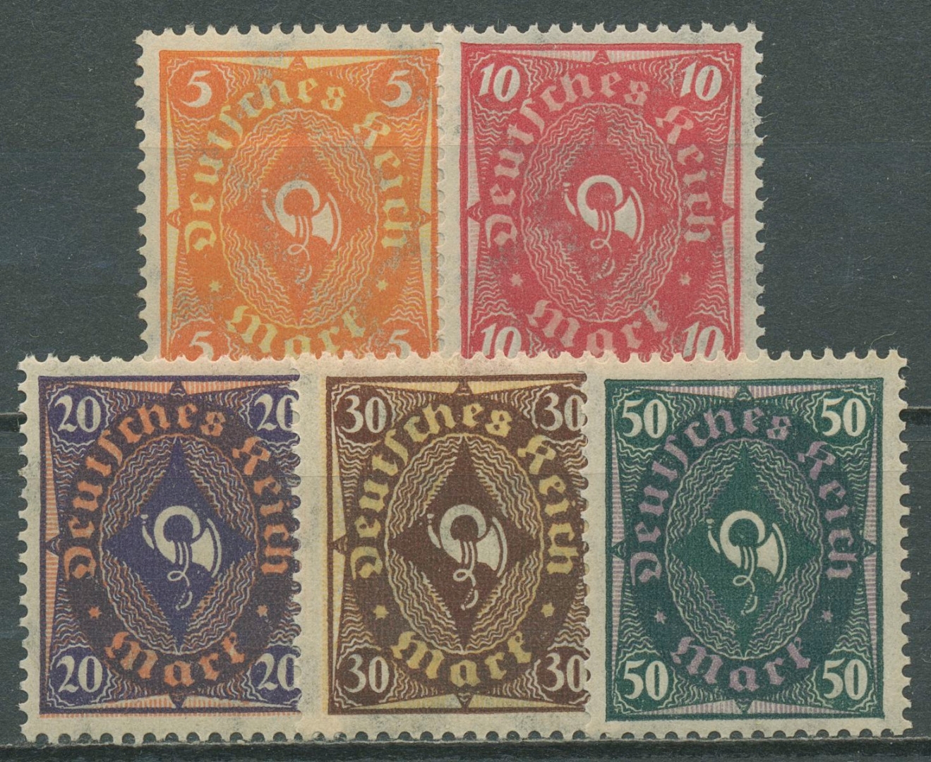 205209 Posthorn zweifarbig 1922 Briefmarken für Sammler Goldhahn Deutsches Reich Nr