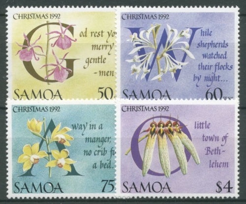 a bersee briefmarken dr rohde kornatz kassel samoa 1992 weihnachten orchideen weihnachtslieder 742 45 postfrisch