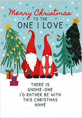 One I Love Cute Gnome Personalised Christmas Card - A5 - By Funky Pigeon
