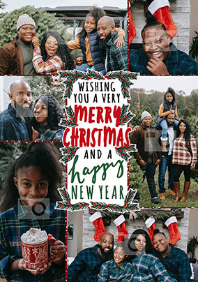 Merry Christmas & Happy New Year Berries Photo Card - A5 - By Funky Pigeon