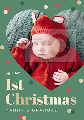 1st Christmas Nanny & Grandad Personalised Photo Card - A5 - By Funky Pigeon: retailer-supplied image