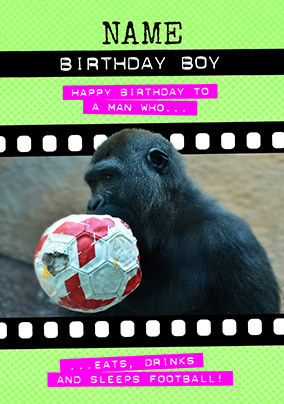 Eats Drinks and Sleeps Football Personalised Birthday Card - A5 - By Funky Pigeon: retailer-supplied image