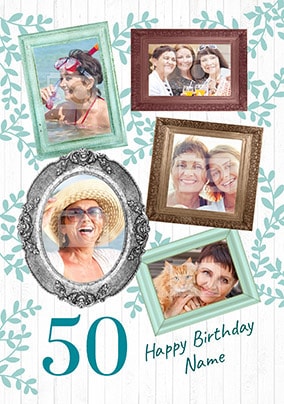 50 Happy Birthday Multi Photo Frames - A6 - By Funky Pigeon: retailer-supplied image