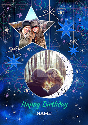 Moon & Stars Personalised Birthday Card - A5 - By Funky Pigeon: retailer-supplied image