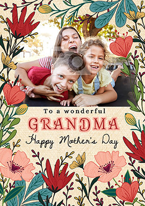 Grandma Wild Flowers Mother's Day Photo Card - A6 - By Funky Pigeon: retailer-supplied image