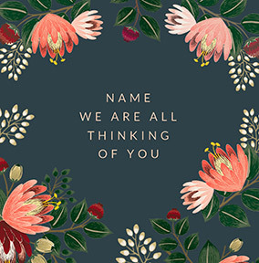 We Are All Thinking of You Personalised Card - Large Square - By Funky Pigeon