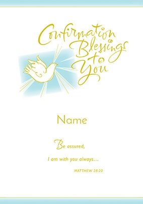 Gold Dove Confirmation Card - Personalised - Large (A4) - By Funky Pigeon: retailer-supplied image