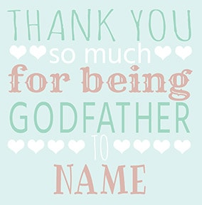 Light Blue Thank You Godfather Card - Personalised - Square - By Funky Pigeon
