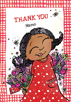 Flowers And A Smile Thank You Personalised Card - A5 - By Funky Pigeon