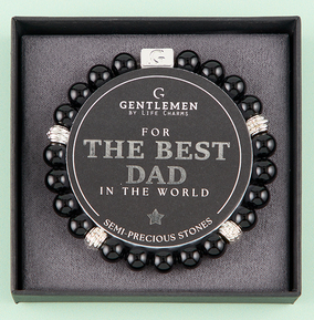 Life Charms Npp Men's Black/Silver Beaded Bracelet