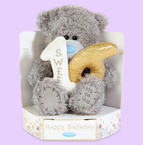 Carte Blanche Greetings Ltd Npp Gold/Grey 16Th Birthday Tatty Teddy Bear
