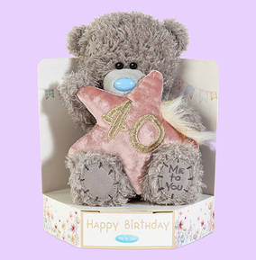 Carte Blanche Greetings Ltd Npp Pink/Gold/Grey Tatty Teddy 40Th Birthday Bear