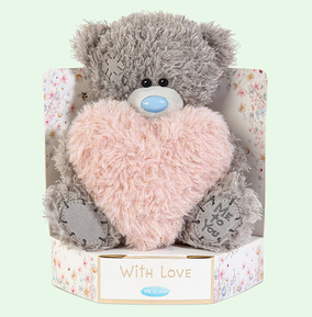 B&Q -  Bear 7" Fluffy Heart Plush - Image 3