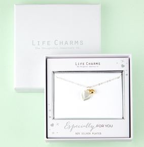 Life Charms Npp Women's Silver/Gold & Hearts Pendant Necklace