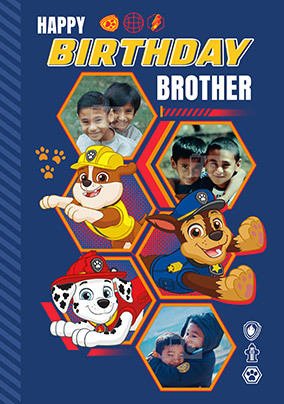 Paw Patrol Brother Photo Birthday Card - A6 - By Funky Pigeon: retailer-supplied image