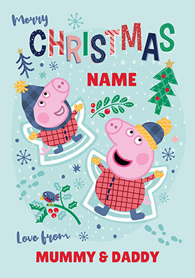 Peppa Pig Personalised Mummy and Daddy Christmas Card - A6 - By Funky Pigeon