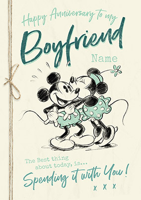 Mickey and Minnie - Boyfriend Anniversary Card - Giant (A3) - By Funky Pigeon