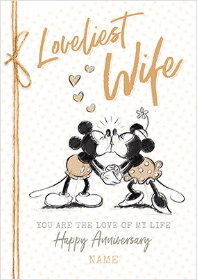 Mickey and Minnie - Wife Personalised Anniversary Card - Giant (A3) - By Funky Pigeon